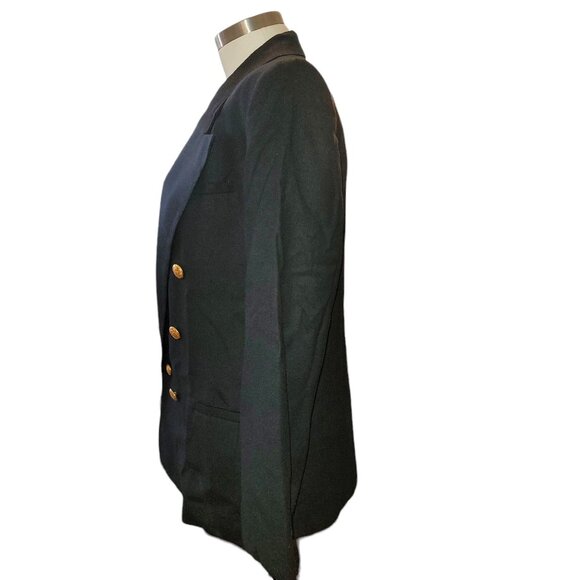 Vintage Navy Blue Wool Blazer Gold Buttons FOR UPCYCLING Womens Size 8  DH854 - Picture 4 of 12